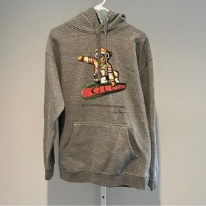 Artist signed faux polo bear x Gucci vintage gray hoodie size men’s small/medium